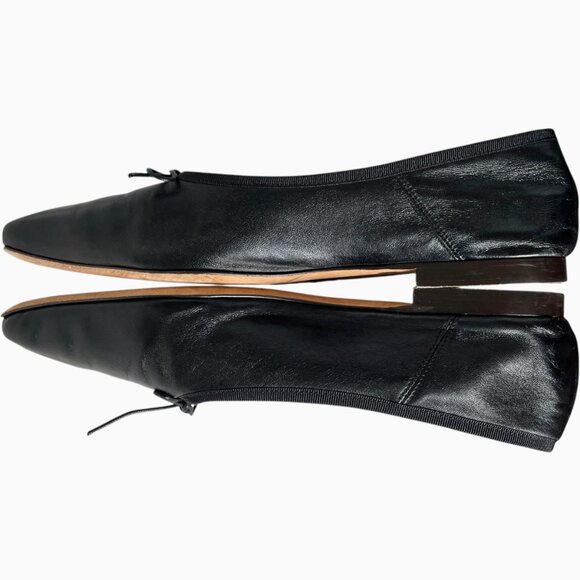 Mansur Gavriel Square Toe Ballet Flats Black Leather Size 40 - Picture 3 of 9